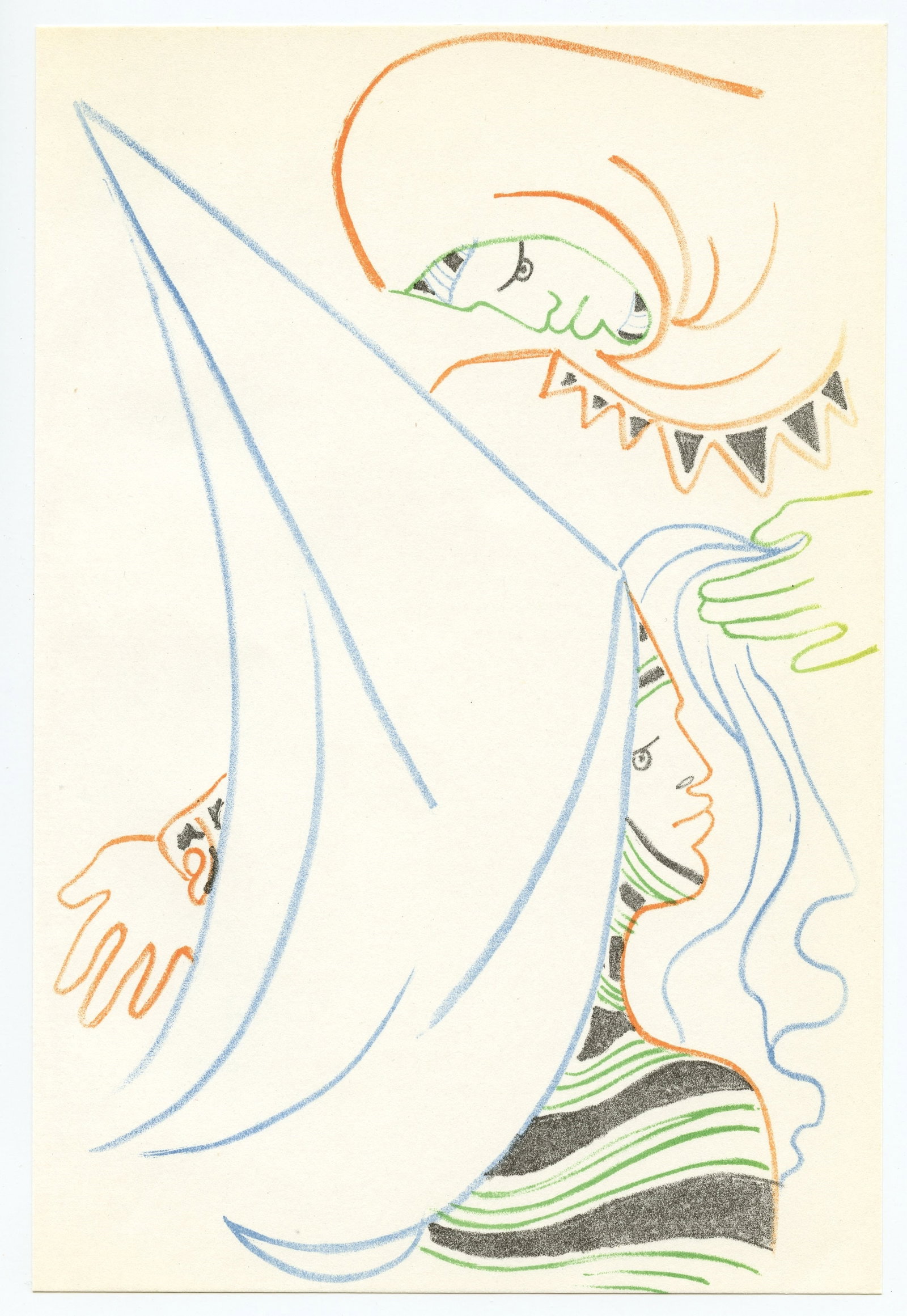 Jean Cocteau original lithograph | Renaud et Armide: Title: Jean Cocteau original lithograph | Renaud et Armide Description: Medium: original lithograph. Printed in Paris in 1957 at the Mourlot Freres atelier. Size: 8 3/4 x 6 inches (225 x 150 mm).