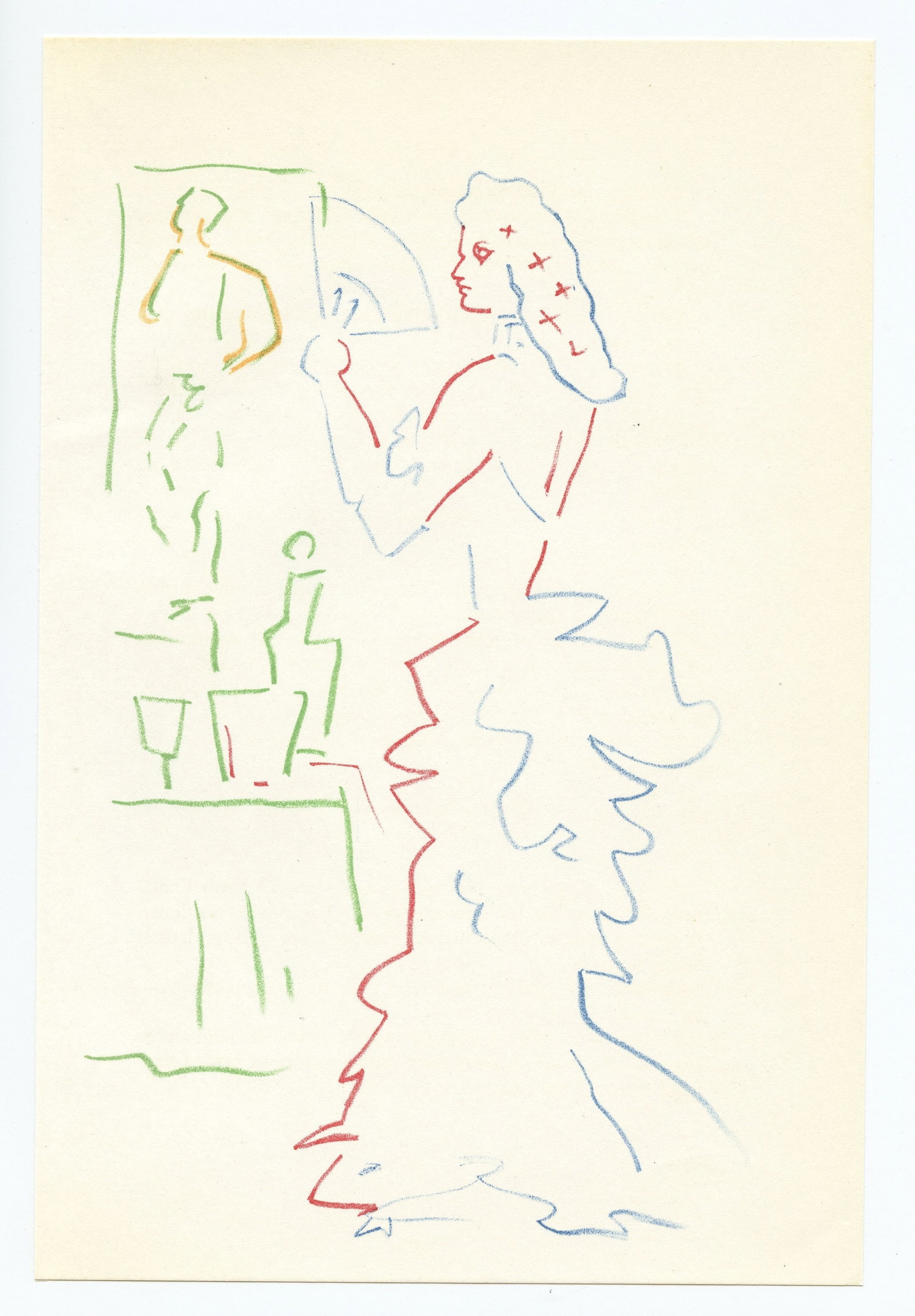Jean Cocteau original lithograph | The Eagle Has Two Heads: Title: Jean Cocteau original lithograph | The Eagle Has Two Heads Description: Medium: original lithograph. Printed in Paris in 1957 at the Mourlot Freres atelier. Size: 8 3/4 x 6 inches (225 x 150