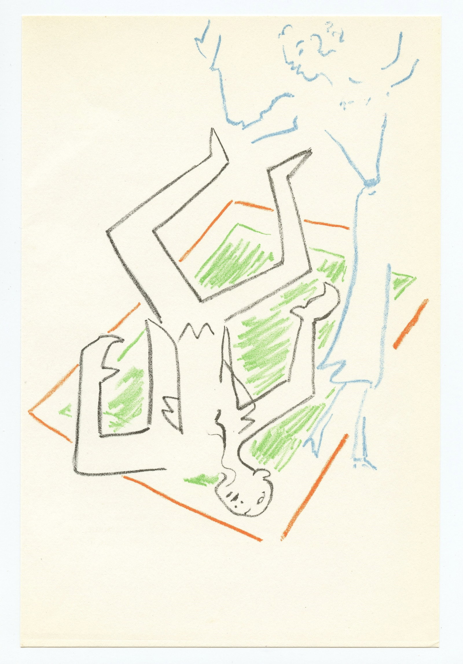 Jean Cocteau original lithograph | La Machine a Ecrire: Title: Jean Cocteau original lithograph | La Machine a Ecrire Description: Medium: original lithograph. Printed in Paris in 1957 at the Mourlot Freres atelier. Size: 8 3/4 x 6 inches (225 x 150 mm).