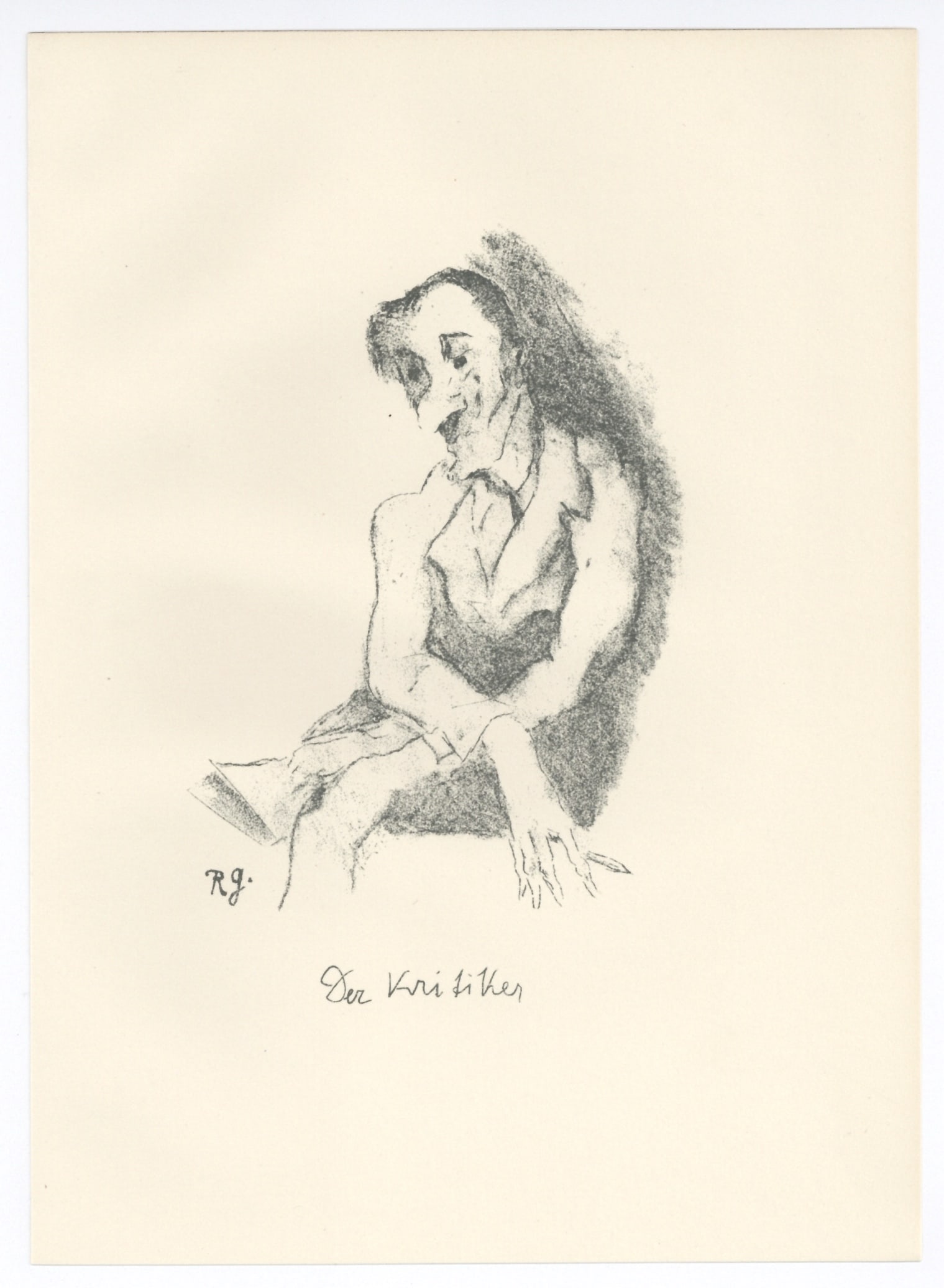 Rudolf Grossmann original lithograph "Der Kritiker": Title: Rudolf Grossmann original lithograph "Der Kritiker" Description: The Critic Medium: original lithograph. This is one of the scenes of the Berlin art world executed by Rudolf Grossmann. Printed 