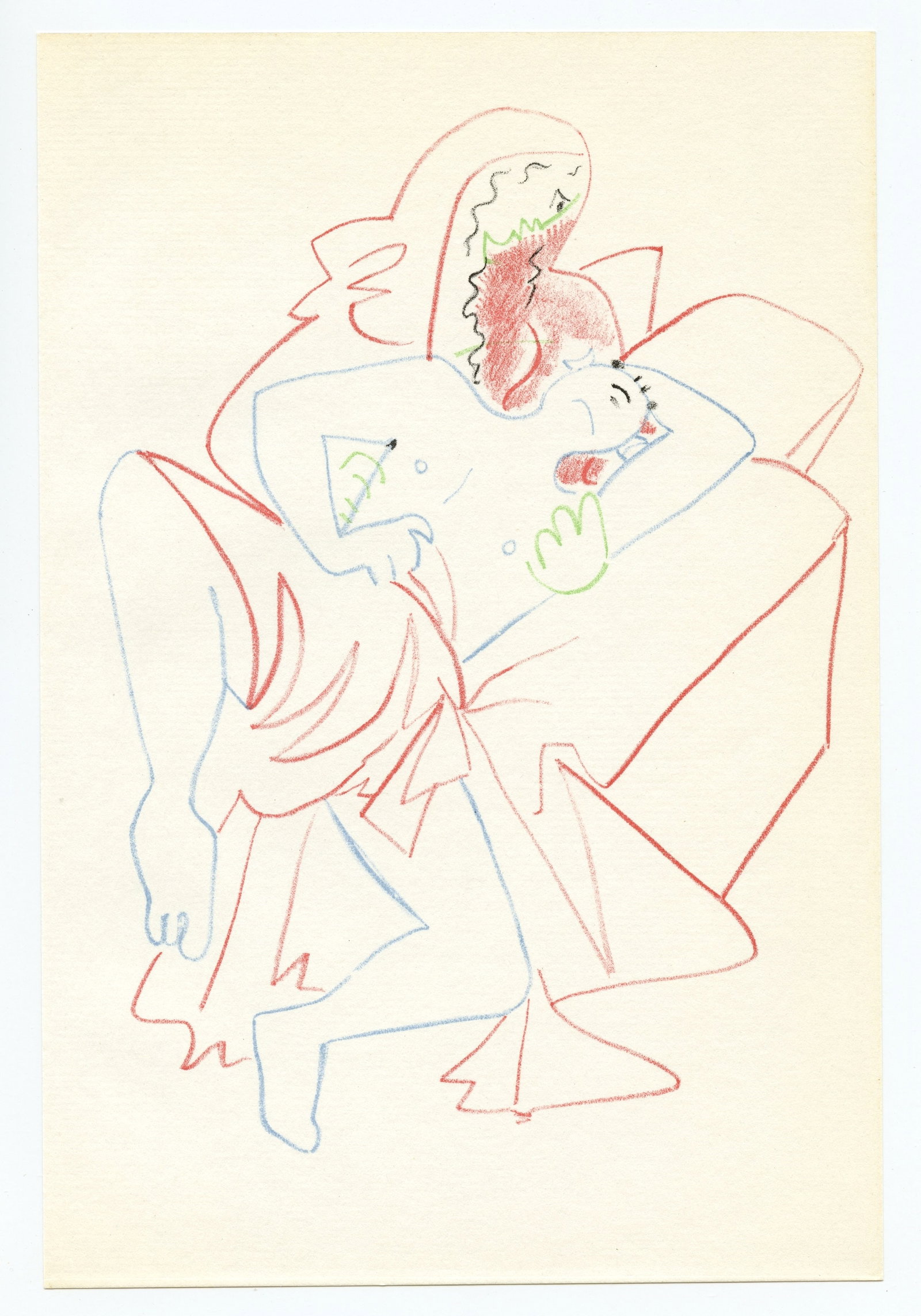 Jean Cocteau original lithograph | Infernal Machine: Title: Jean Cocteau original lithograph | Infernal Machine Description: Medium: original lithograph. Printed in Paris in 1957 at the Mourlot Freres atelier. Size: 8 3/4 x 6 inches (225 x 150 mm).