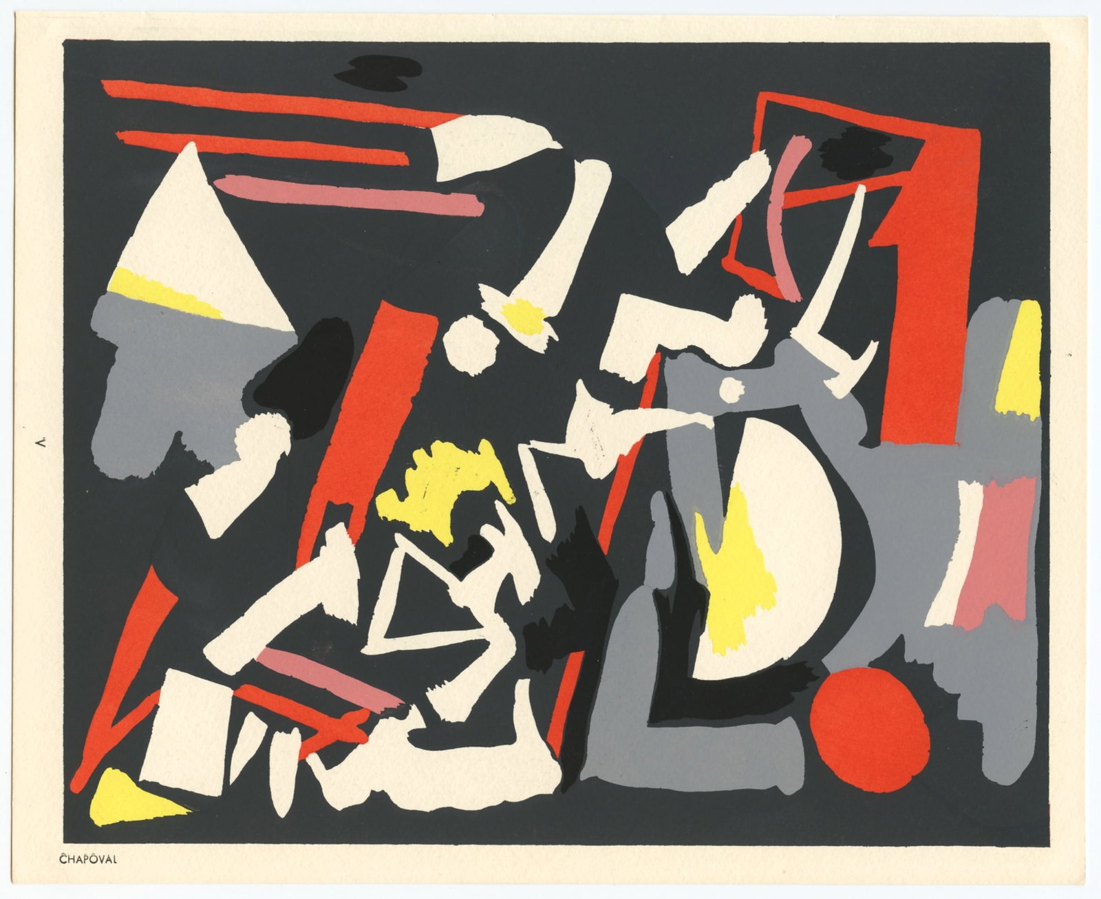 Youla Chapoval pochoir | Temoignages pour l'art abstrait: Title: Youla Chapoval pochoir | Temoignages pour l'art abstrait Description: Medium: pochoir. Printed in 1952 for the Temoignages pour l'art abstrait portfolio (Witnesses for Abstract Art) and