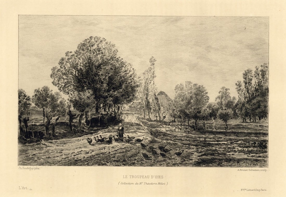 Charles Daubigny "Le Troupeau d'Oies" etching (1 of 1)
