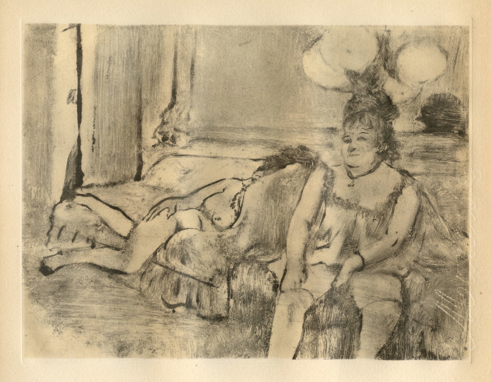 Edgar Degas monotype "Au Salon": Title: Edgar Degas monotype "Au Salon" Description: Medium: engraving. This recreation (after the original monotype) was printed in a limited edition of 1000 and published in Paris in 1948 by Quatre