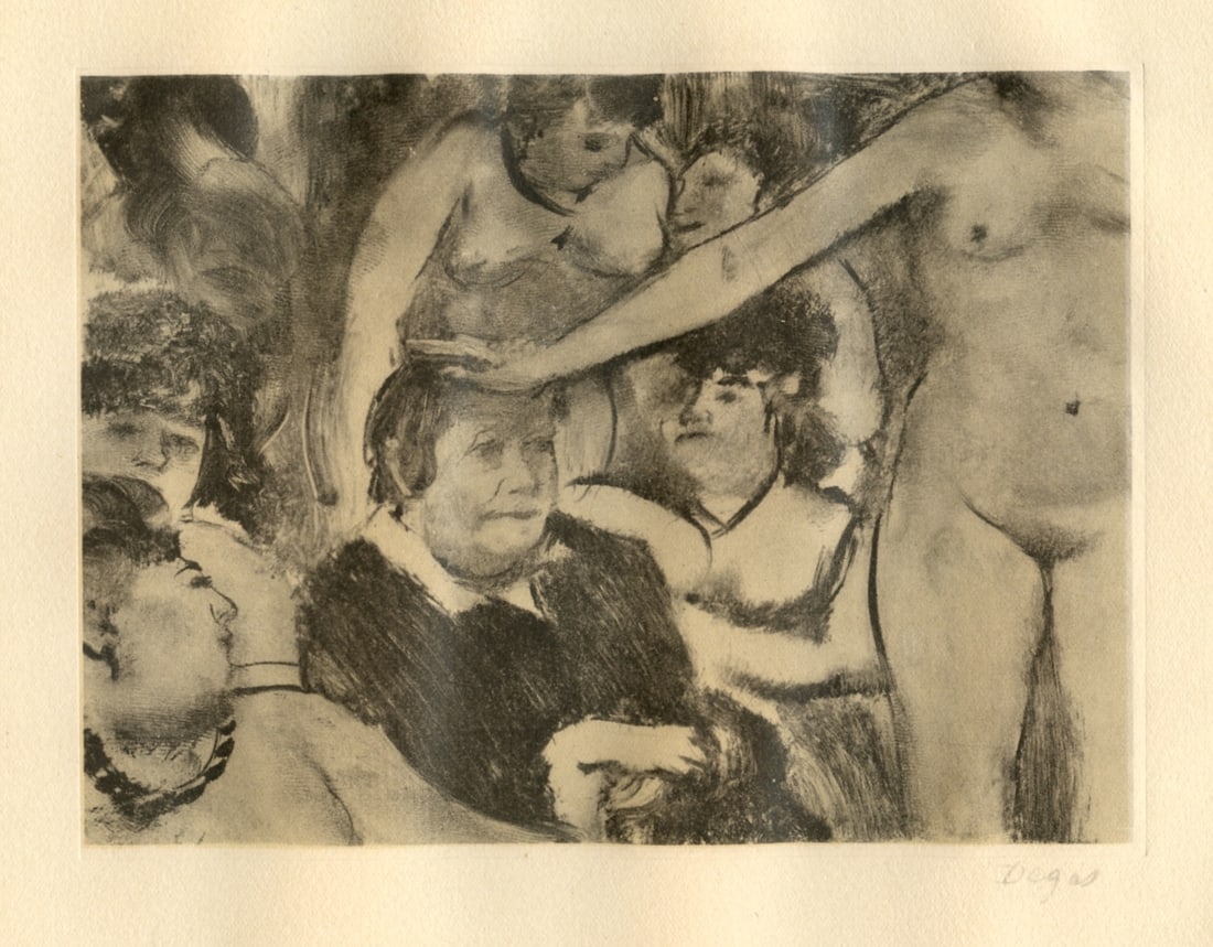 Edgar Degas monotype "Petite Fete de la Patronne": Title: Edgar Degas monotype "Petite Fete de la Patronne" Description: Medium: engraving. This recreation (after the original monotype) was printed in a limited edition of 1000 and published in Paris i