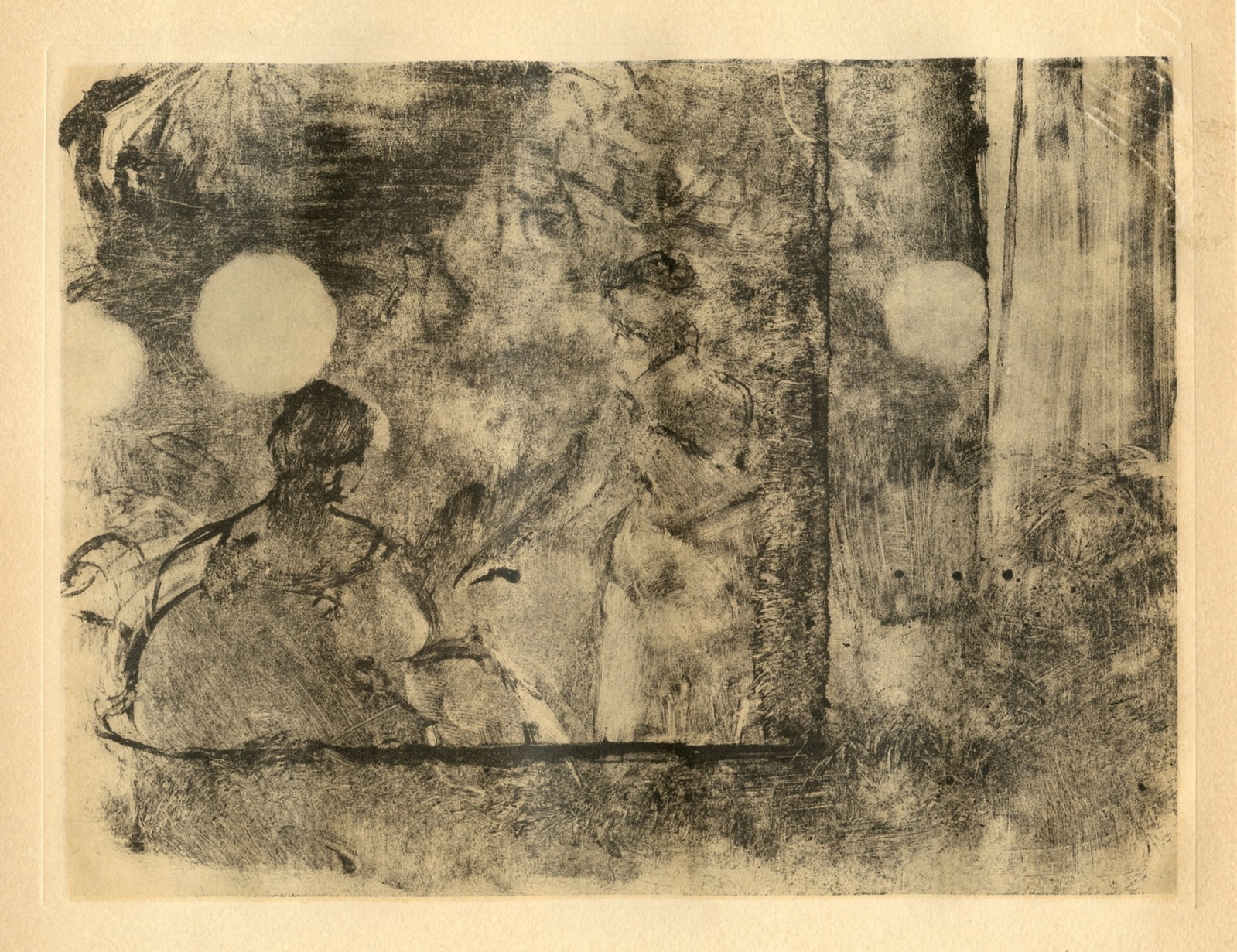Edgar Degas monotype "Cafe-Concert": Title: Edgar Degas monotype "Cafe-Concert" Description: Medium: engraving. This recreation (after the original monotype) was printed in a limited edition of 1000 and published in Paris in 1948 by Quat