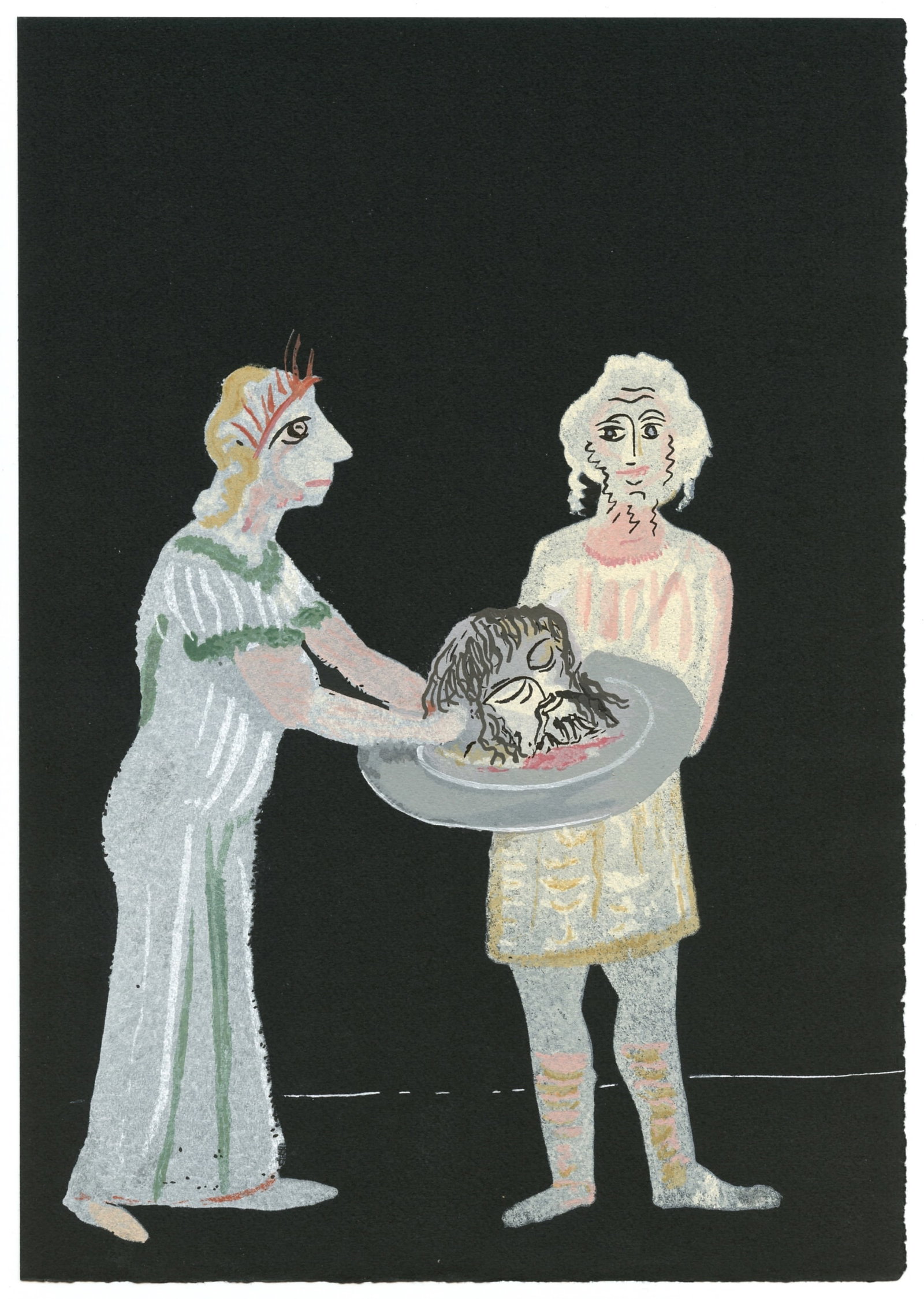 Andre Derain pochoir "Salome" 1938: Title: Andre Derain pochoir "Salome" 1938 Description: Medium: pochoir (after the gouache). This pochoir illustrates a scene from Oscar Wilde's "Salomé". It was printed in 1938 at the atelier Sau