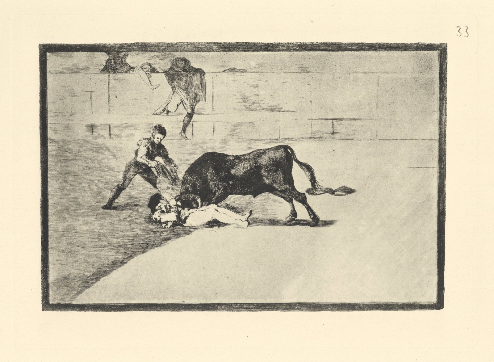 Francisco Goya "Tauromaquia" Plate 33: Title: Francisco Goya "Tauromaquia" Plate 33 Description: Medium: heliogravure (after the etching from Goya's Tauromaquia series). Printed in 1947 in a limited edition of 500 on Guarro laid paper,