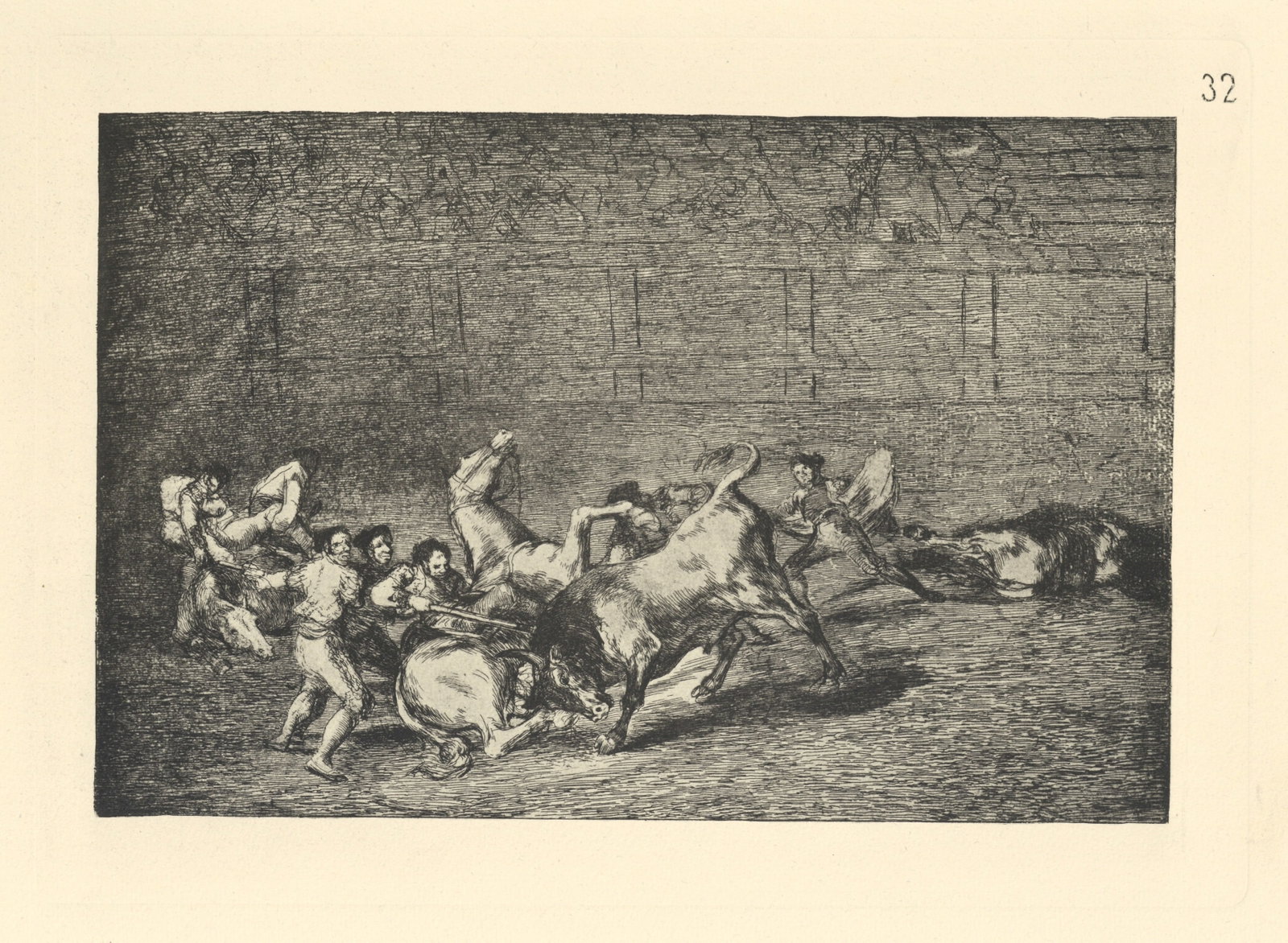 Francisco Goya "Tauromaquia" Plate 32: Title: Francisco Goya "Tauromaquia" Plate 32 Description: Medium: heliogravure (after the etching from Goya's Tauromaquia series). Printed in 1947 in a limited edition of 500 on Guarro laid paper,