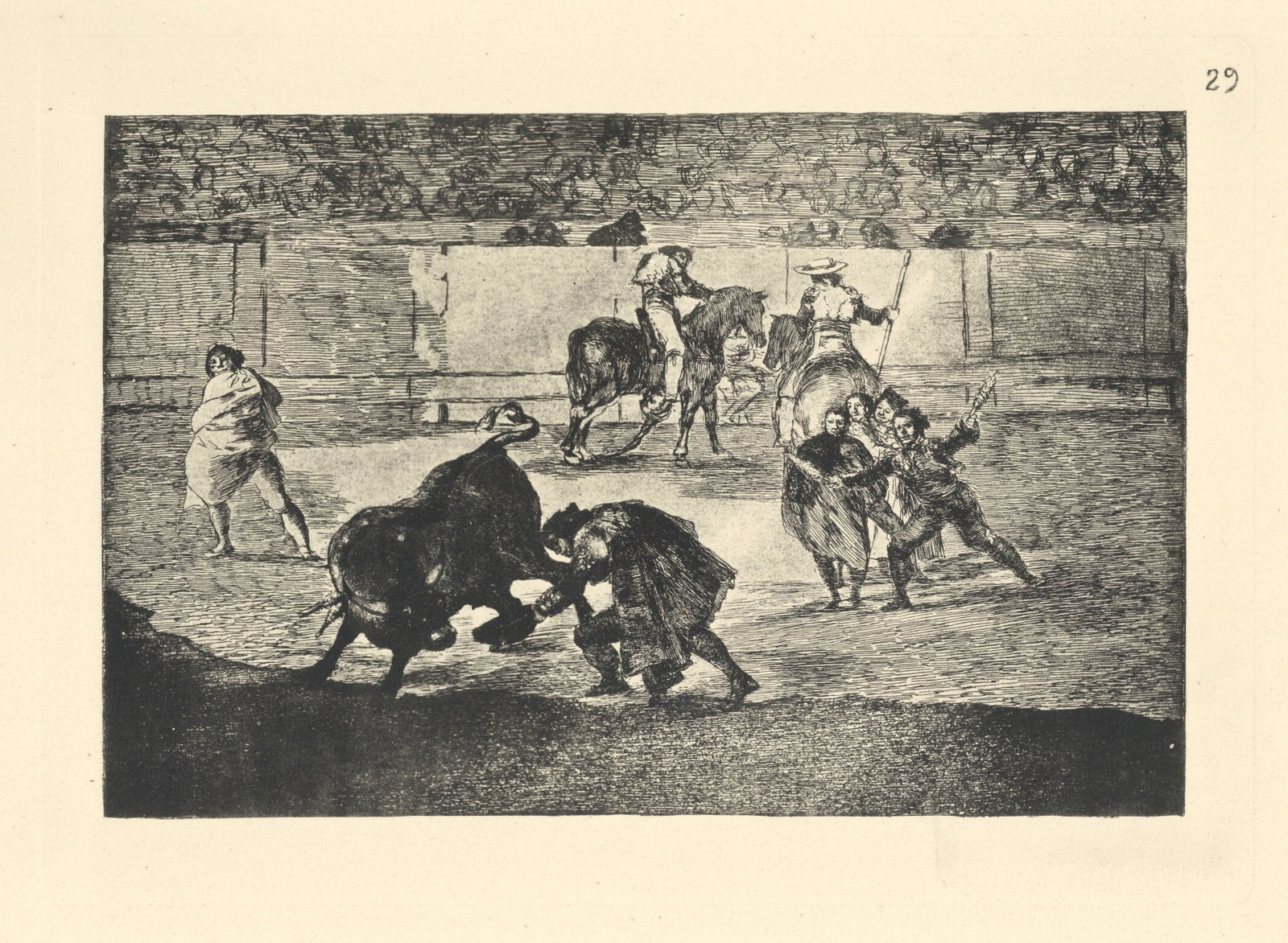 Francisco Goya "Tauromaquia" Plate 29: Title: Francisco Goya "Tauromaquia" Plate 29 Description: Medium: heliogravure (after the etching from Goya's Tauromaquia series). Printed in 1947 in a limited edition of 500 on Guarro laid paper, and