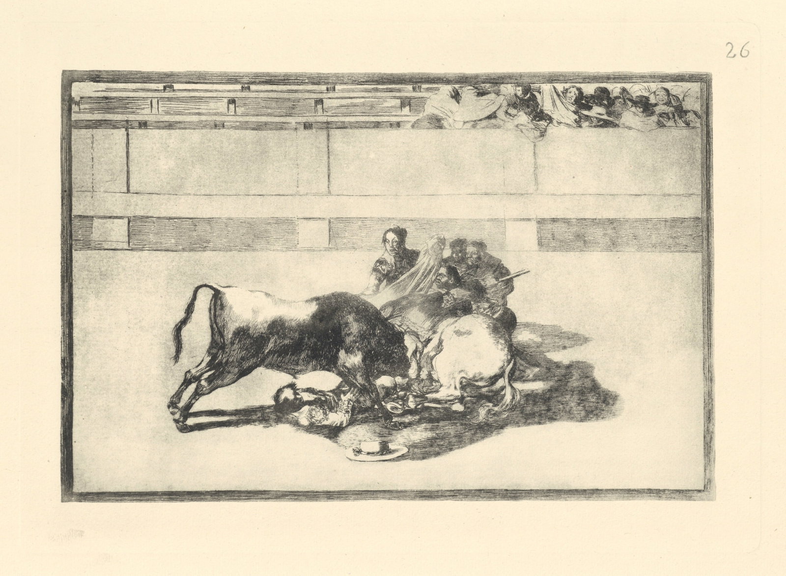 Francisco Goya "Tauromaquia" Plate 26: Title: Francisco Goya "Tauromaquia" Plate 26 Description: Medium: heliogravure (after the etching from Goya's Tauromaquia series). Printed in 1947 in a limited edition of 500 on Guarro laid paper, and