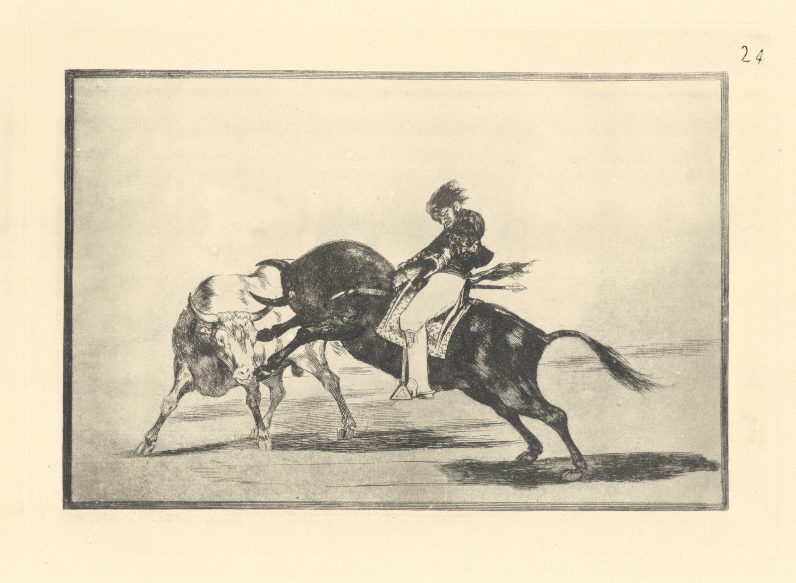 Francisco Goya "Tauromaquia" Plate 24: Title: Francisco Goya "Tauromaquia" Plate 24 Description: Medium: heliogravure (after the etching from Goya's Tauromaquia series). Printed in 1947 in a limited edition of 500 on Guarro laid paper, and