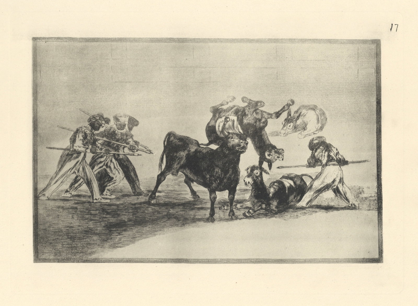 Francisco Goya "Tauromaquia" Plate 17: Title: Francisco Goya "Tauromaquia" Plate 17 Description: Medium: heliogravure (after the etching from Goya's Tauromaquia series). Printed in 1947 in a limited edition of 500 on Guarro laid paper,