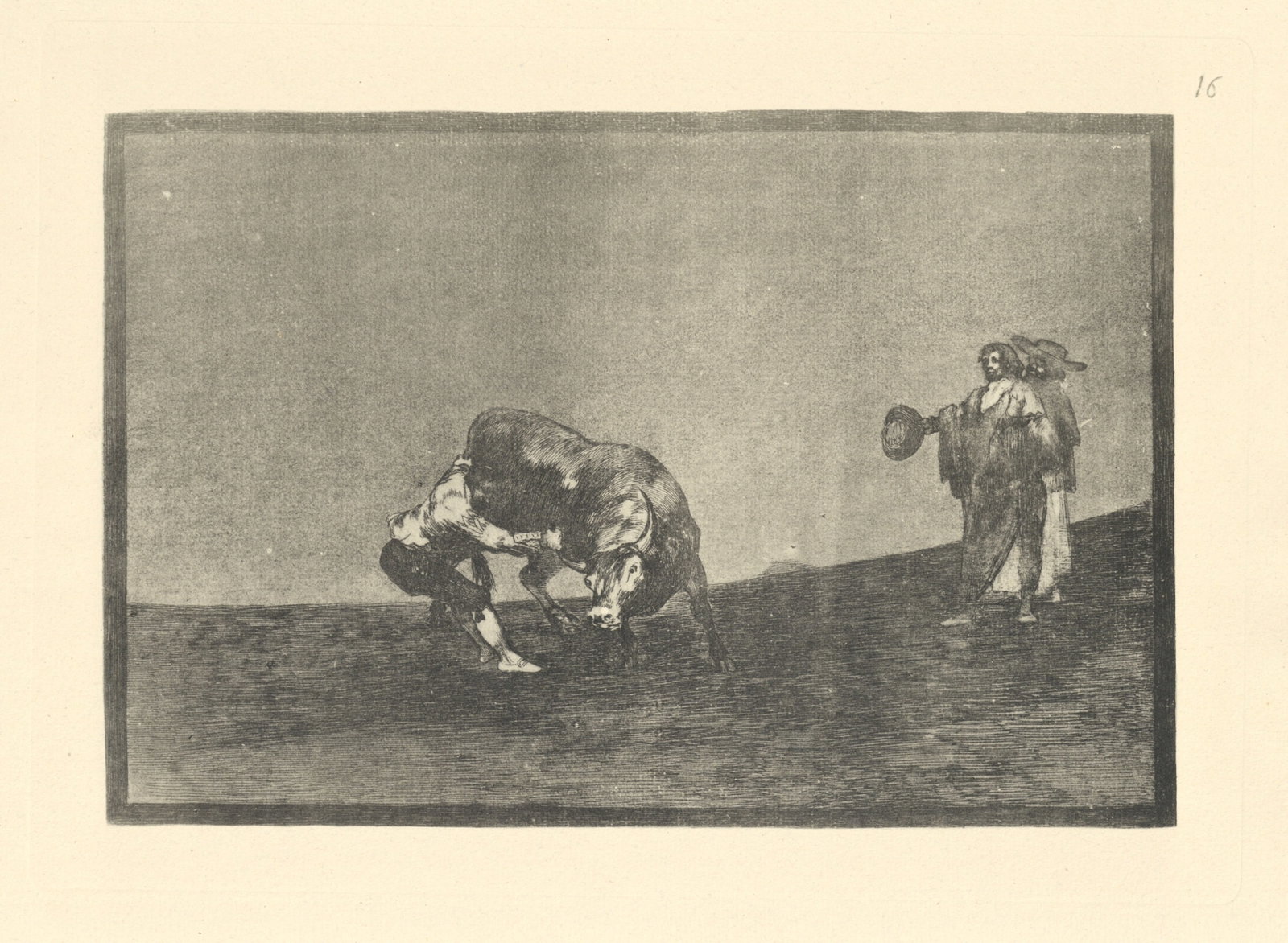 Francisco Goya "Tauromaquia" Plate 16: Title: Francisco Goya "Tauromaquia" Plate 16 Description: Medium: heliogravure (after the etching from Goya's Tauromaquia series). Printed in 1947 in a limited edition of 500 on Guarro laid paper, and