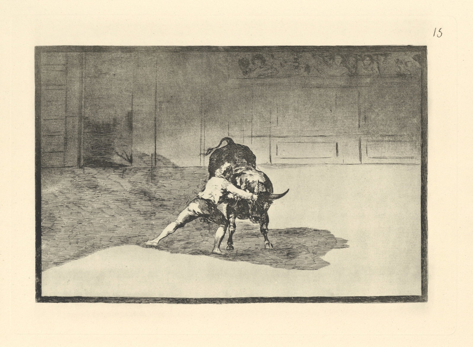 Francisco Goya "Tauromaquia" Plate 15: Title: Francisco Goya "Tauromaquia" Plate 15 Description: Medium: heliogravure (after the etching from Goya's Tauromaquia series). Printed in 1947 in a limited edition of 500 on Guarro laid paper, and