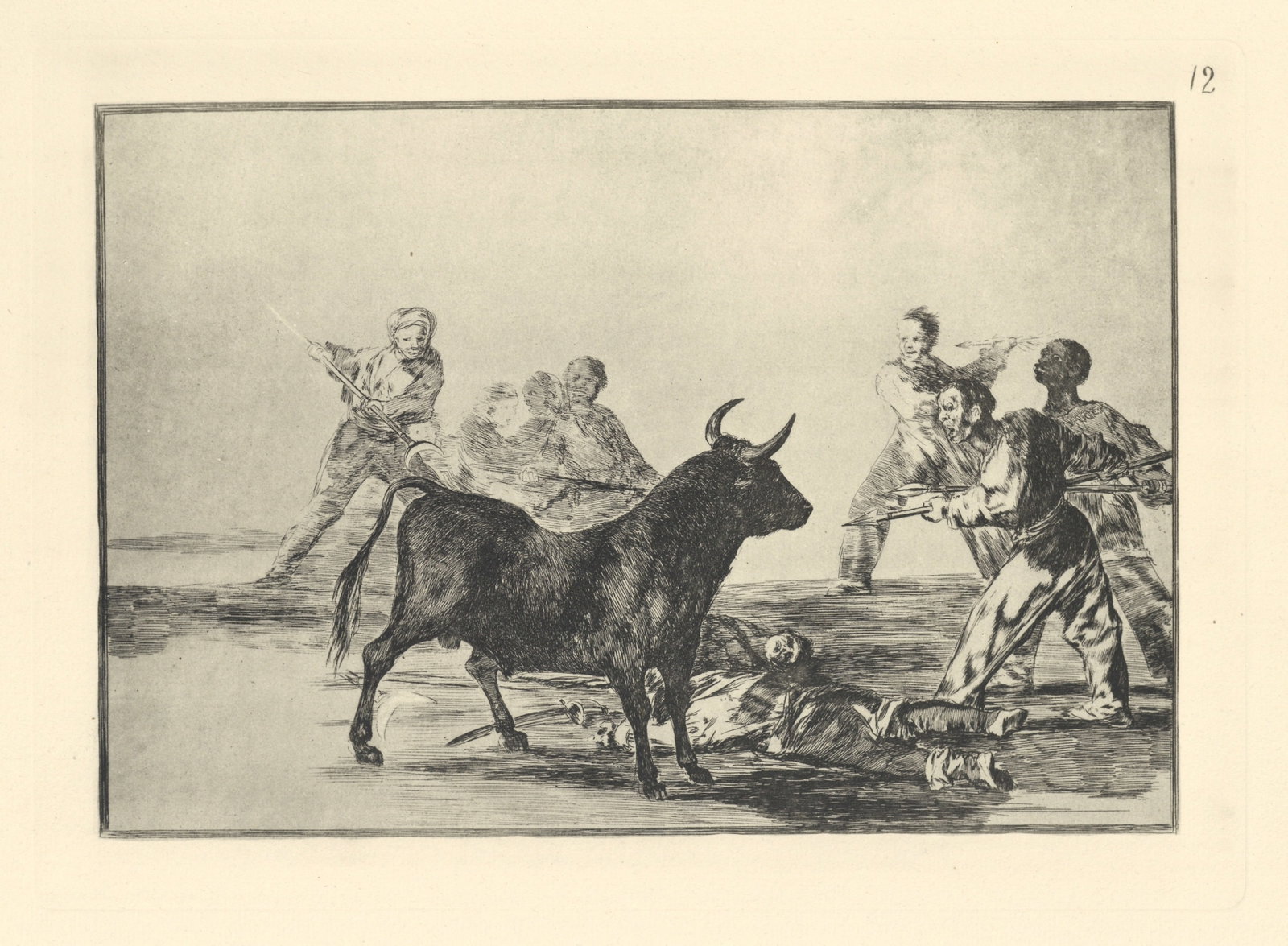 Francisco Goya "Tauromaquia" Plate 12: Title: Francisco Goya "Tauromaquia" Plate 12 Description: Medium: heliogravure (after the etching from Goya's Tauromaquia series). Printed in 1947 in a limited edition of 500 on Guarro laid paper, and