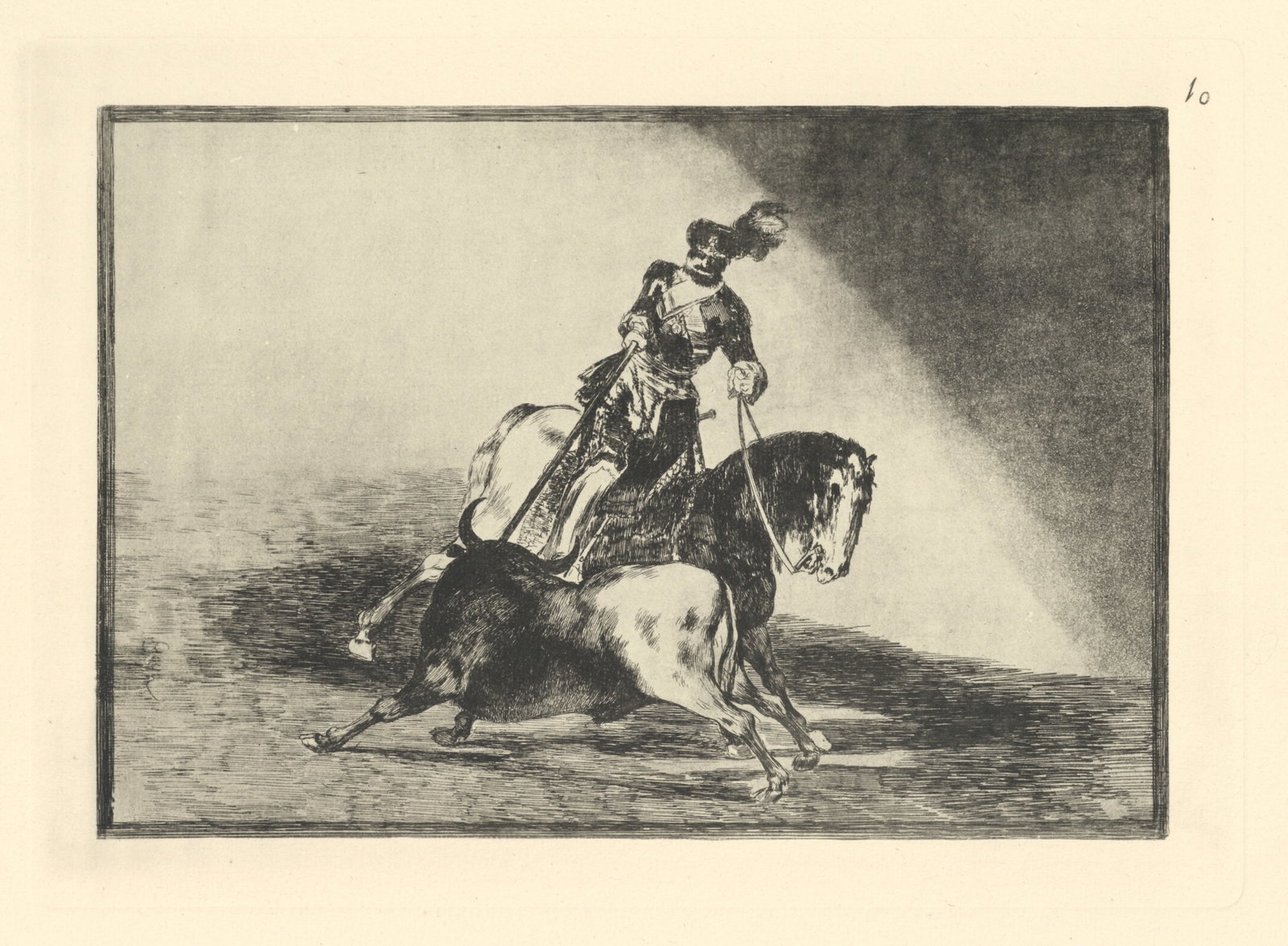 Francisco Goya "Tauromaquia" Plate 10: Title: Francisco Goya "Tauromaquia" Plate 10 Description: Medium: heliogravure (after the etching from Goya's Tauromaquia series). Printed in 1947 in a limited edition of 500 on Guarro laid paper, and