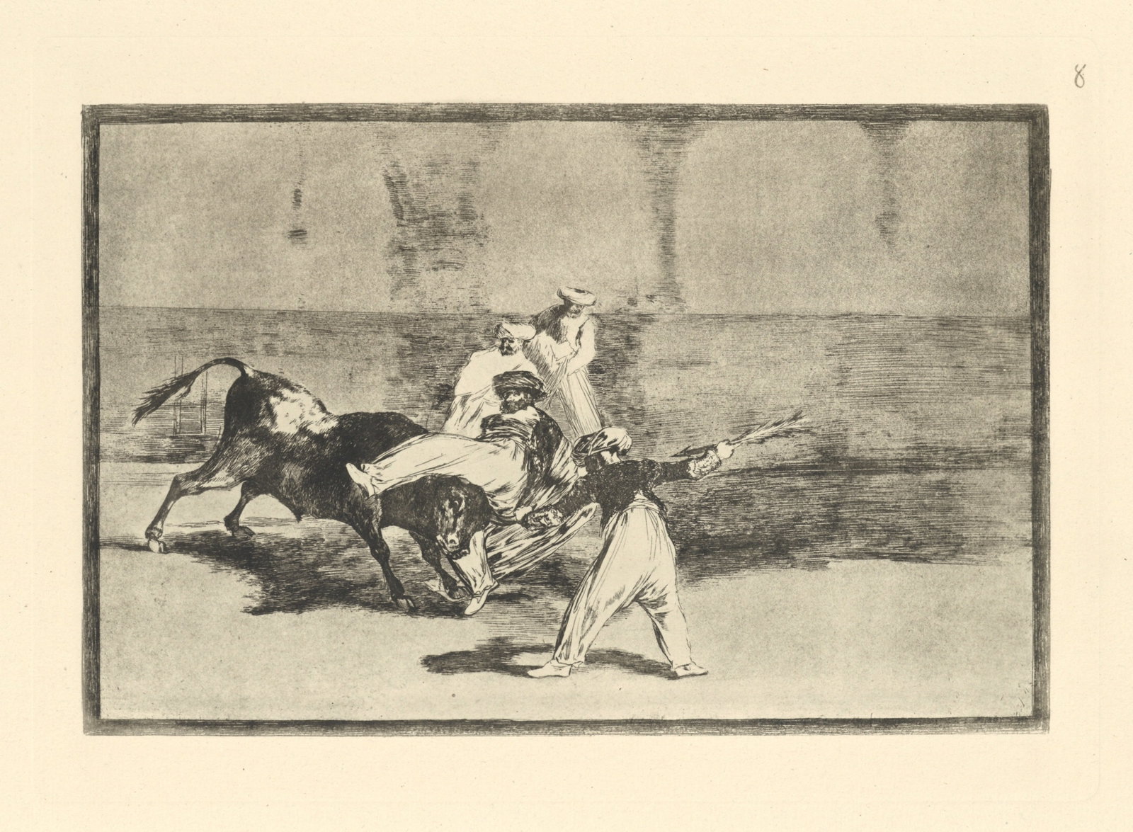 Francisco Goya "Tauromaquia" Plate 8: Title: Francisco Goya "Tauromaquia" Plate 8 Description: Medium: heliogravure (after the etching from Goya's Tauromaquia series). Printed in 1947 in a limited edition of 500 on Guarro laid paper, and 