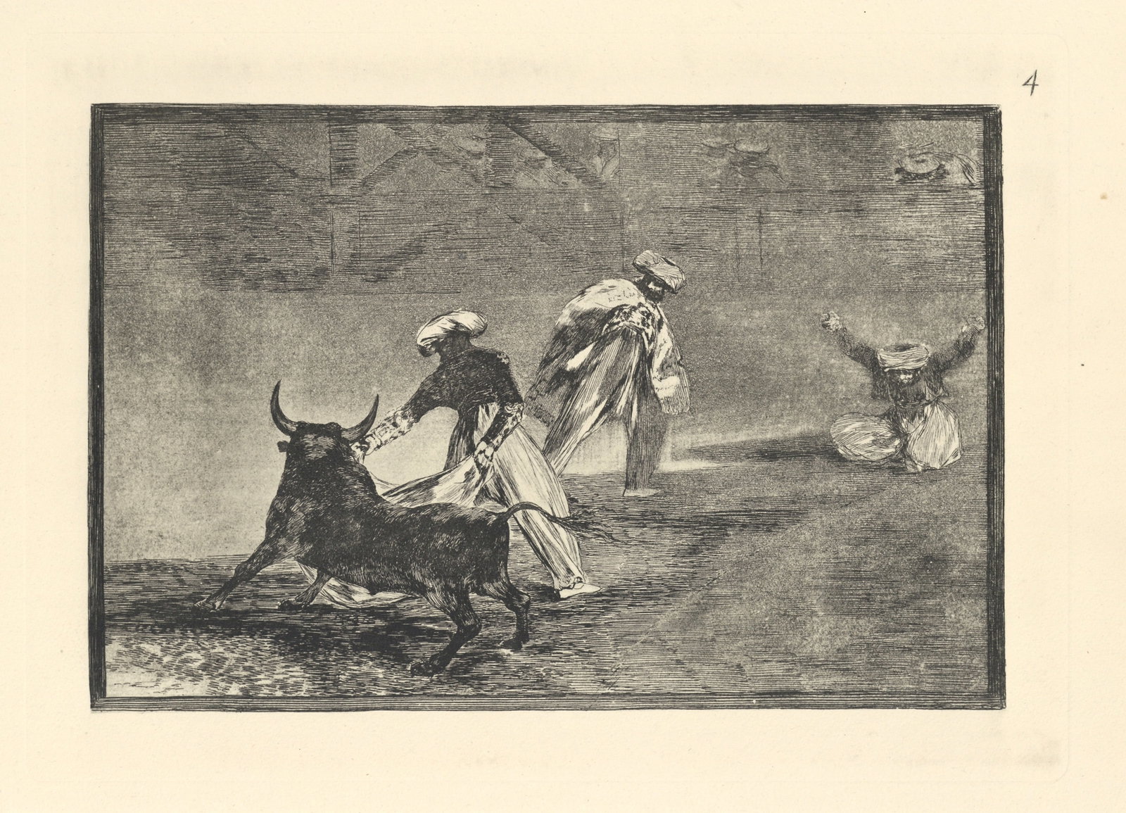 Francisco Goya "Tauromaquia" Plate 4: Title: Francisco Goya "Tauromaquia" Plate 4 Description: Medium: heliogravure (after the etching from Goya's Tauromaquia series). Printed in 1947 in a limited edition of 500 on Guarro laid paper, and 