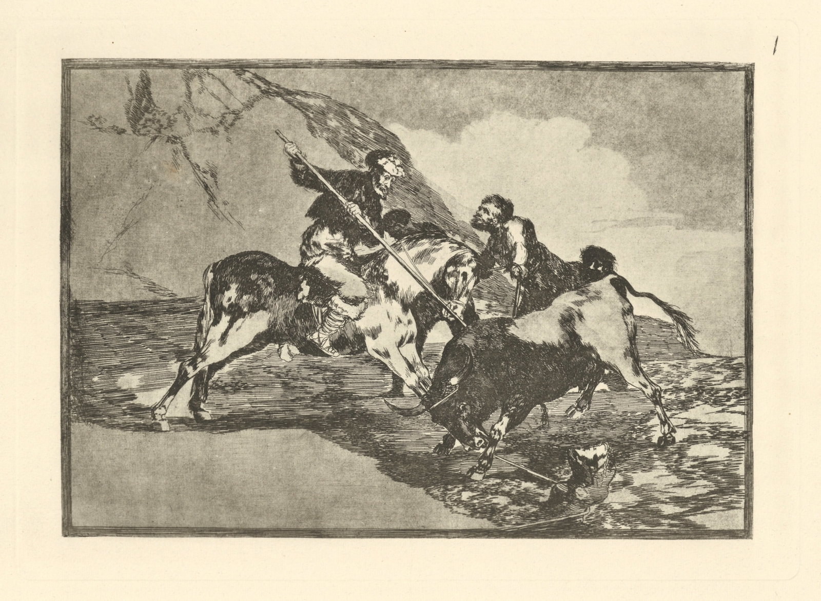 Francisco Goya "Tauromaquia" Plate 1: Title: Francisco Goya "Tauromaquia" Plate 1 Description: Medium: heliogravure (after the etching from Goya's Tauromaquia series). Printed in 1947 in a limited edition of 500 on Guarro laid paper, and 