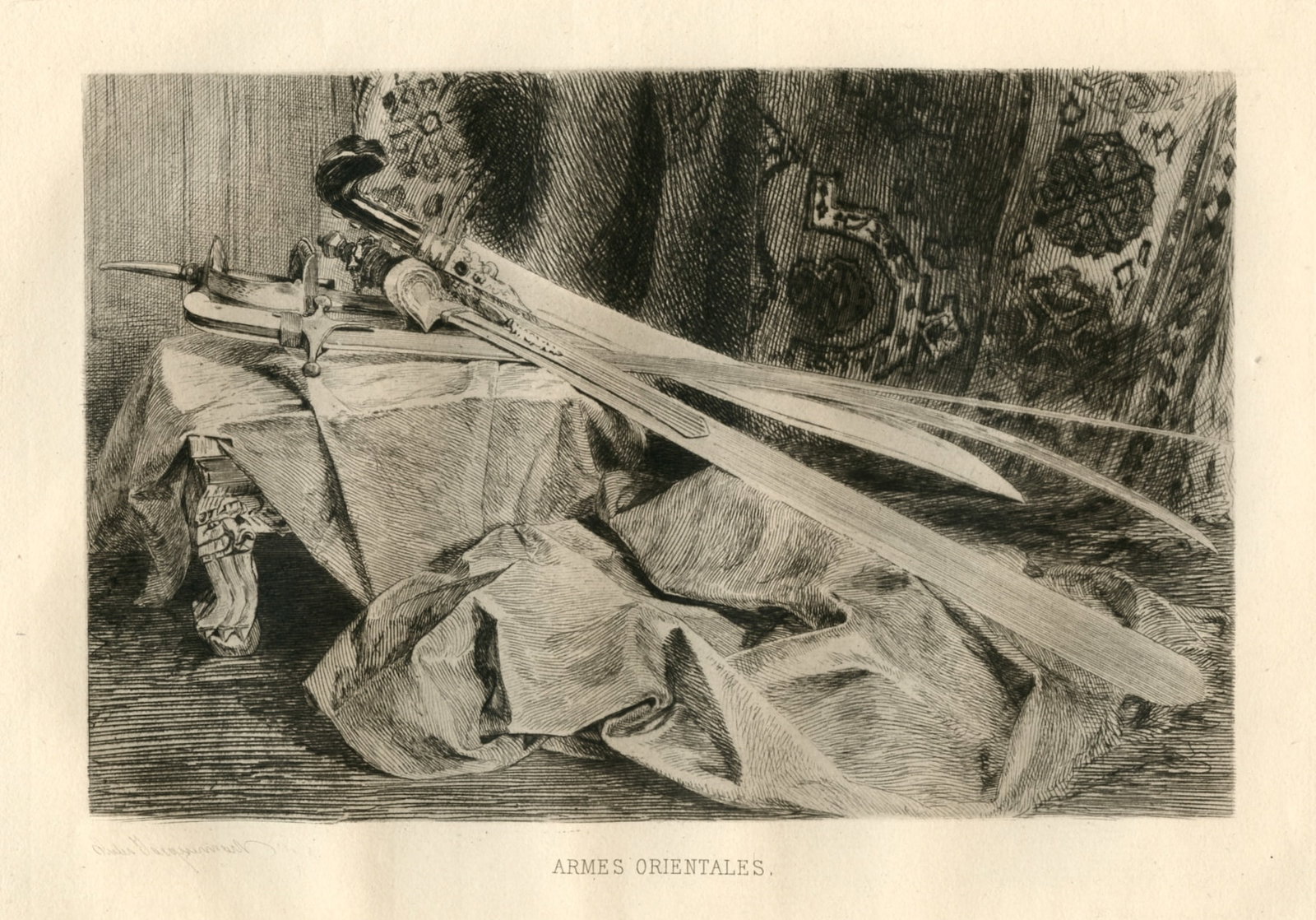 Jules Jacquemart original etching "Armes Orientales" (1 of 1)