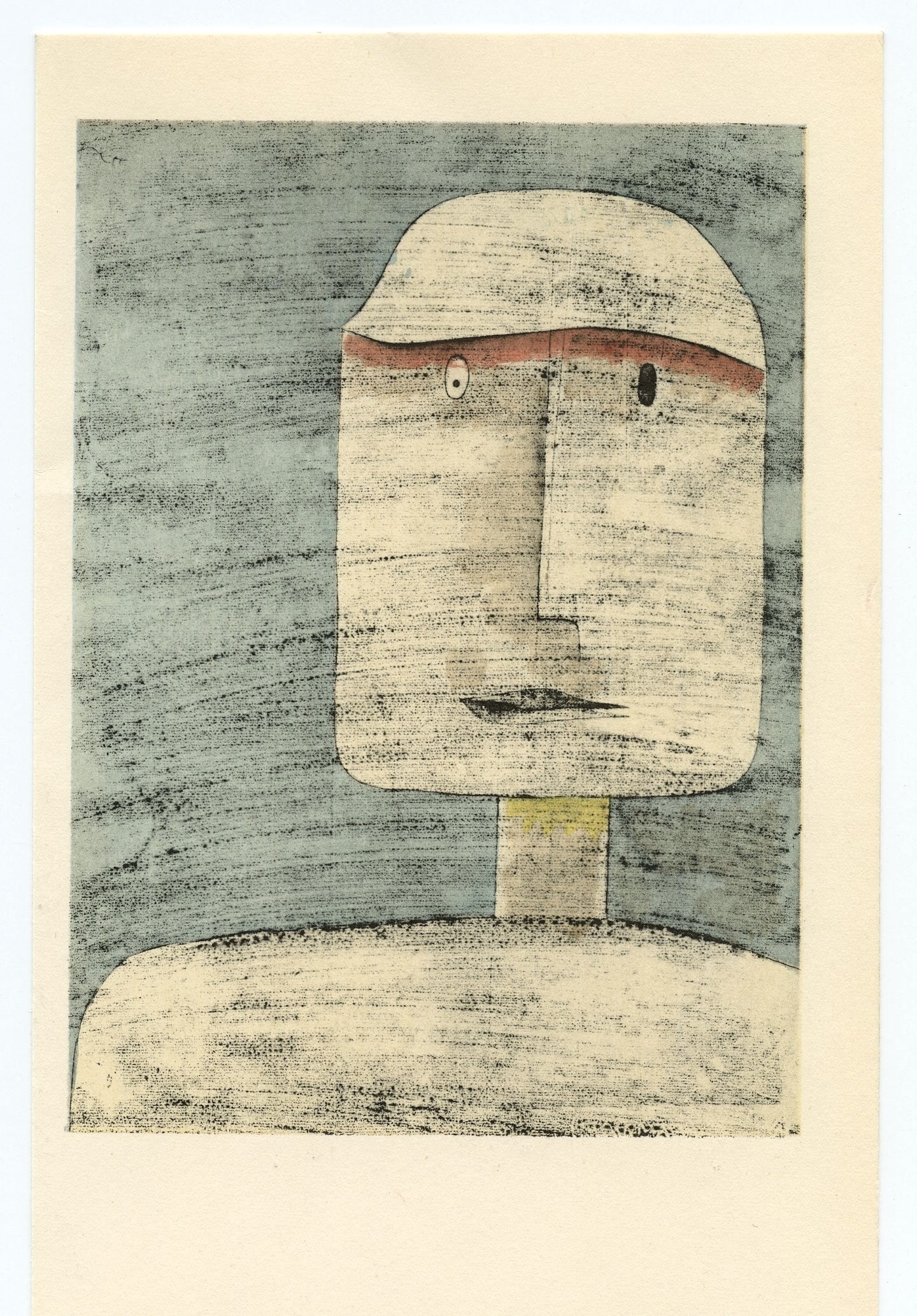 Paul Klee pochoir "Gespenst eines Kriegers (Specter of a Warrior)": Title: Paul Klee pochoir "Gespenst eines Kriegers (Specter of a Warrior)" Description: Medium: pochoir (after the 1930 watercolor). Printed in Paris by Daniel Jacomet and published in 1959 by Heinz Be