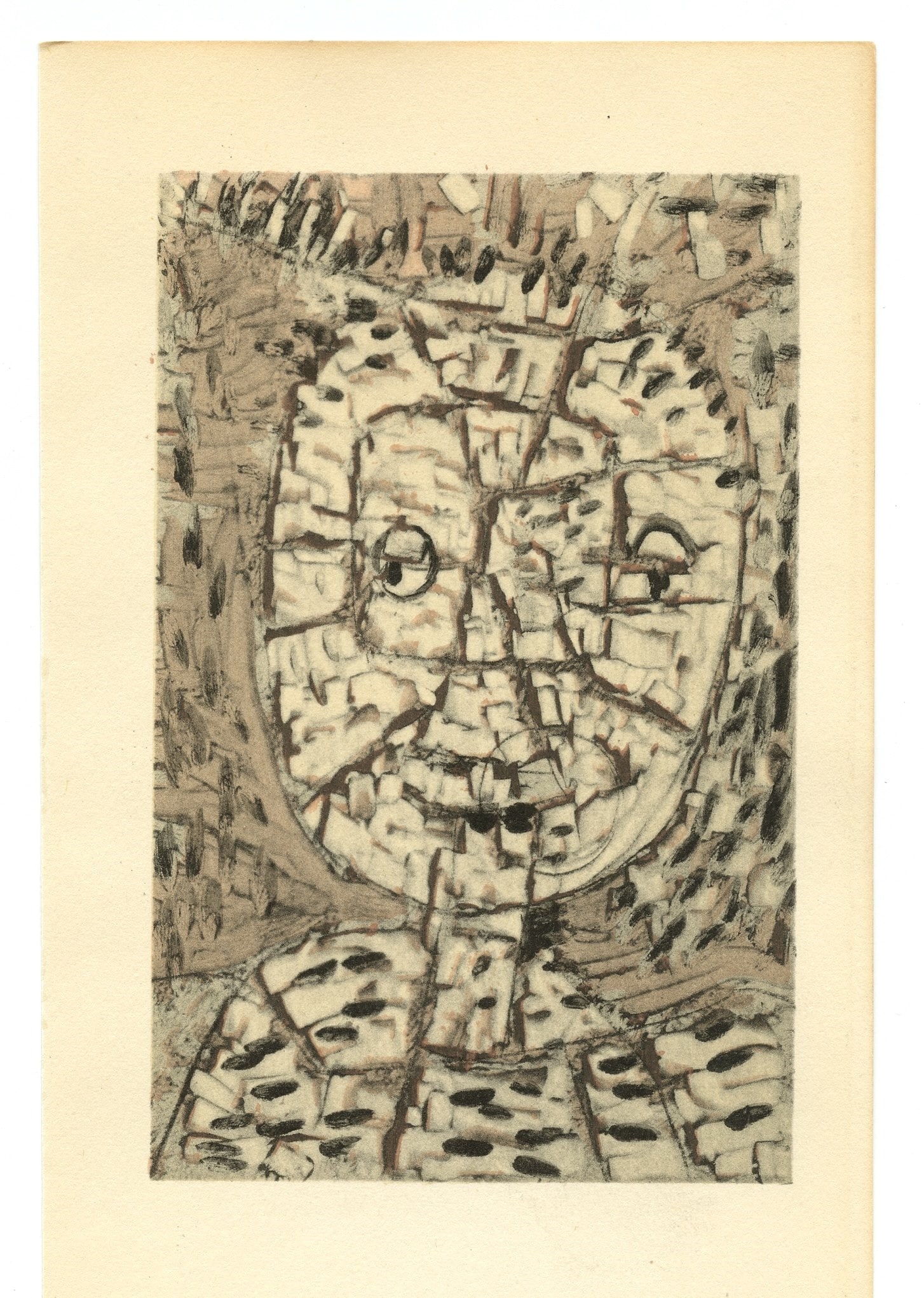 Paul Klee pochoir "Unglaubig Lachelnd (Incredulous Smile)": Title: Paul Klee pochoir "Unglaubig Lachelnd (Incredulous Smile)" Description: Medium: pochoir (after the 1933 watercolor). Printed in Paris by Daniel Jacomet and published in 1955 by Berggruen. The i