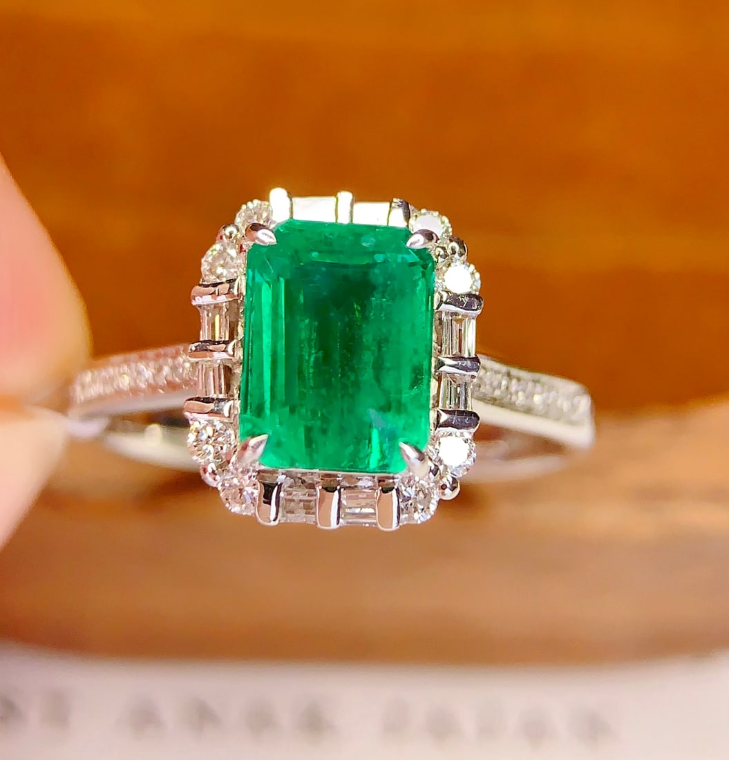 18K gold natural emerald ring - 3
