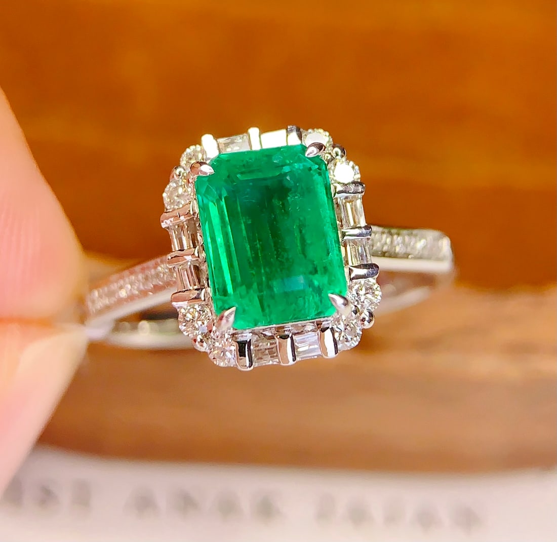 18K gold natural emerald ring - 4