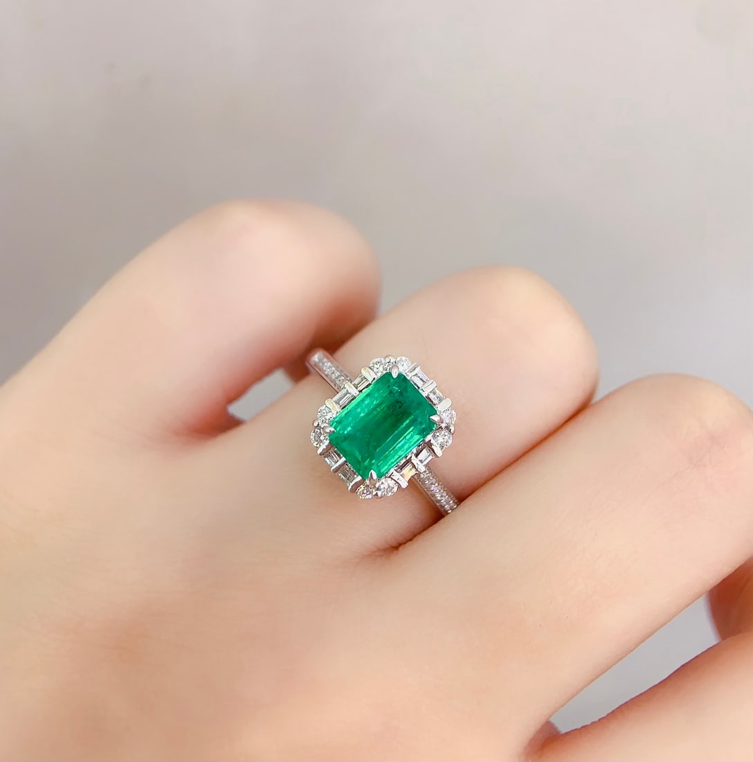 18K gold natural emerald ring - 5
