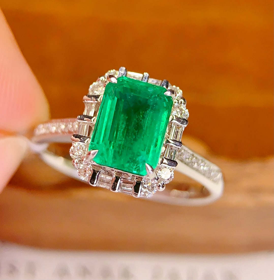 18K gold natural emerald ring - 6