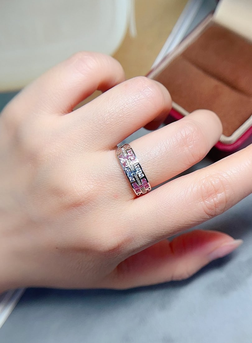 18K gold sapphire ring - 5