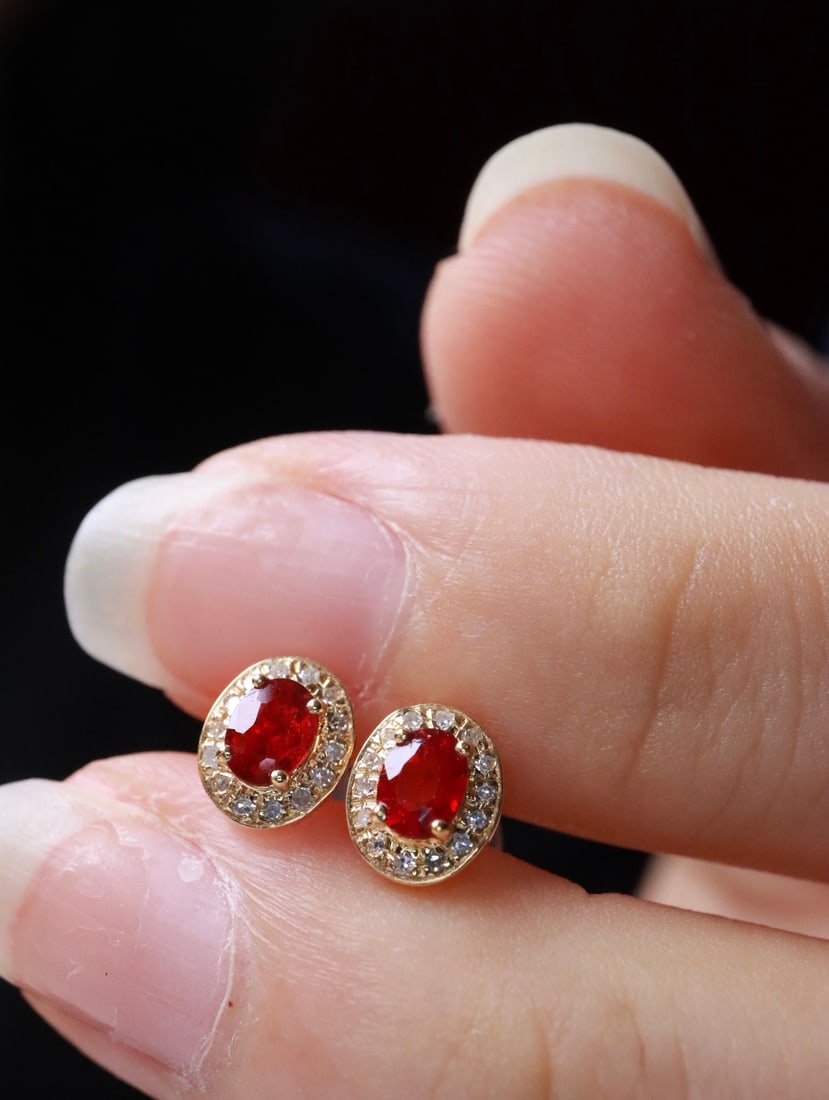 18K Gold Ruby Earrings - 3