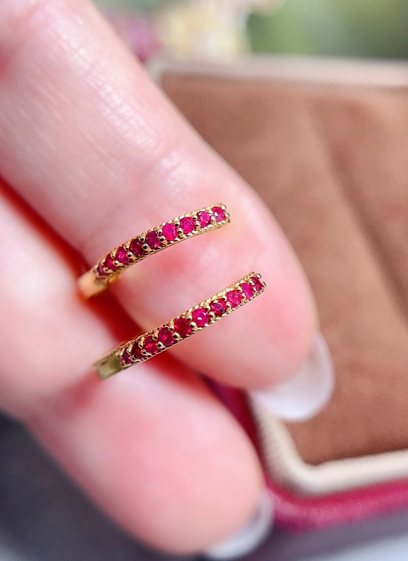 18K gold ruby earrings - 3
