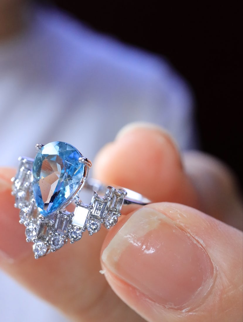 18K gold sapphire ring - 5