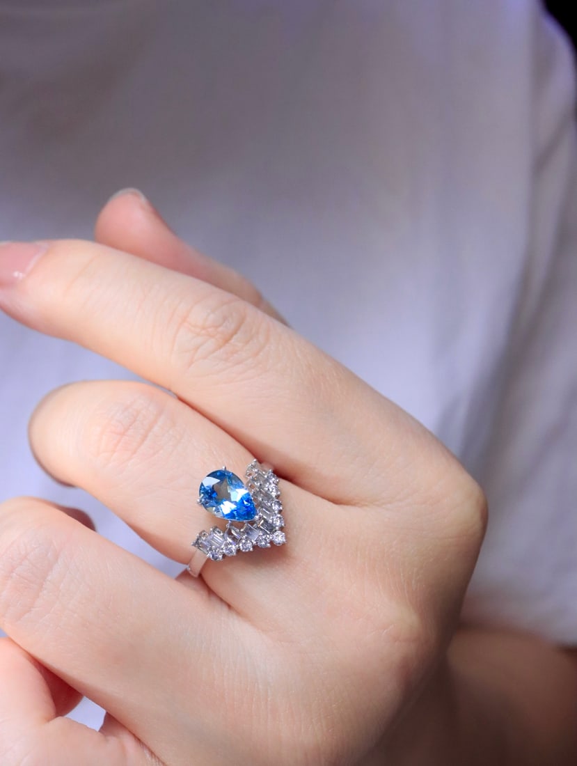 18K gold sapphire ring - 6