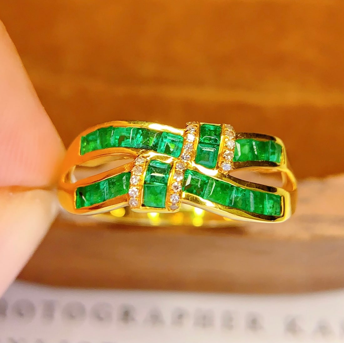 18K gold natural emerald ring - 2