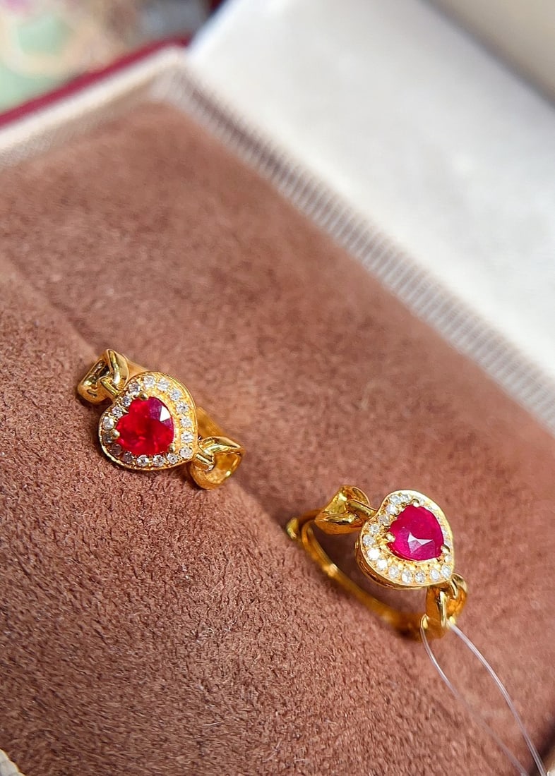 18K gold ruby earrings - 2