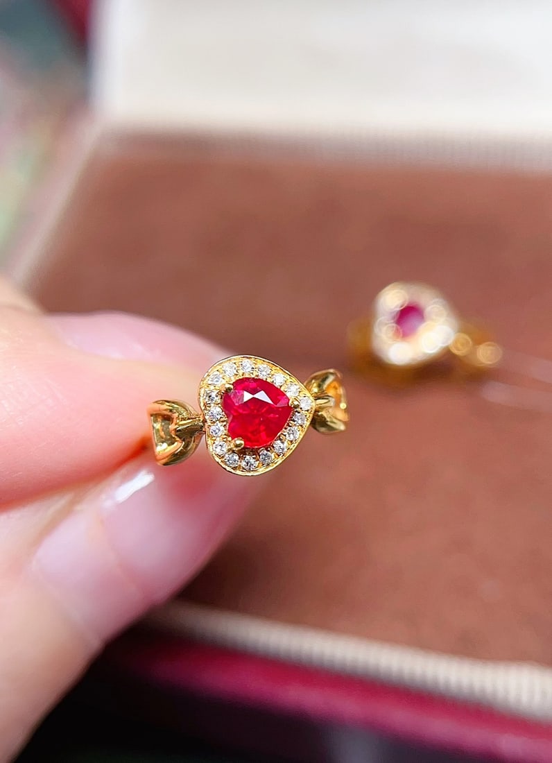 18K gold ruby earrings - 3
