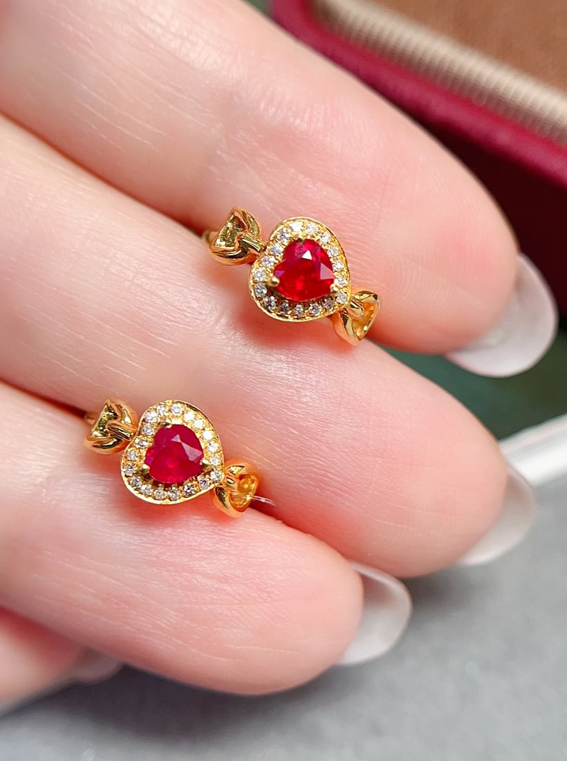 18K gold ruby earrings - 4