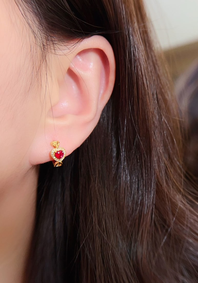 18K gold ruby earrings - 5