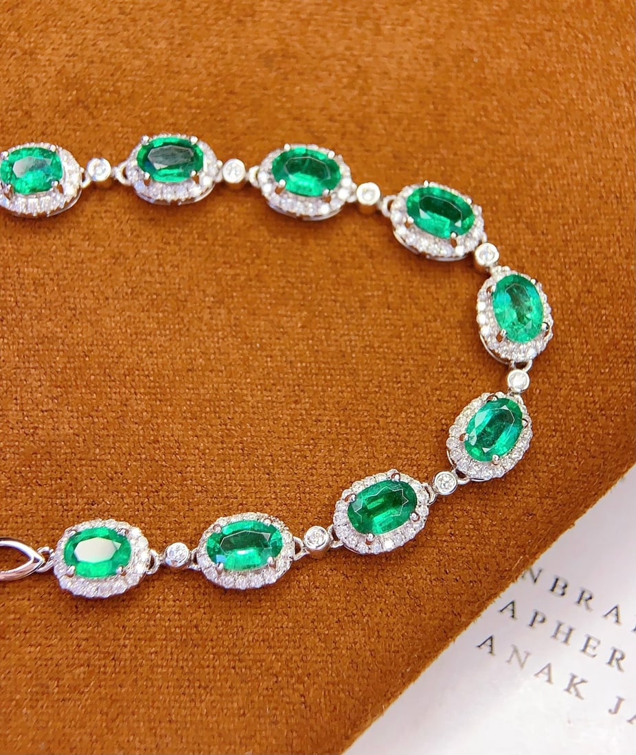 18K gold emerald bracelet - 4
