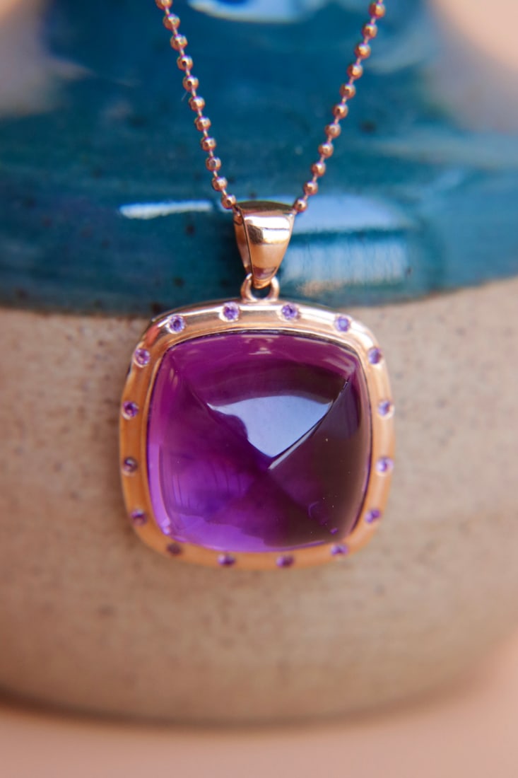 18K Gold Amethyst Pendant (chain not included) - 2