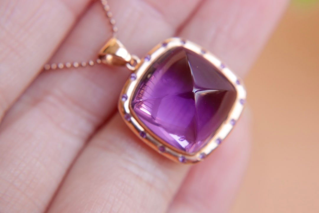 18K Gold Amethyst Pendant (chain not included) - 3