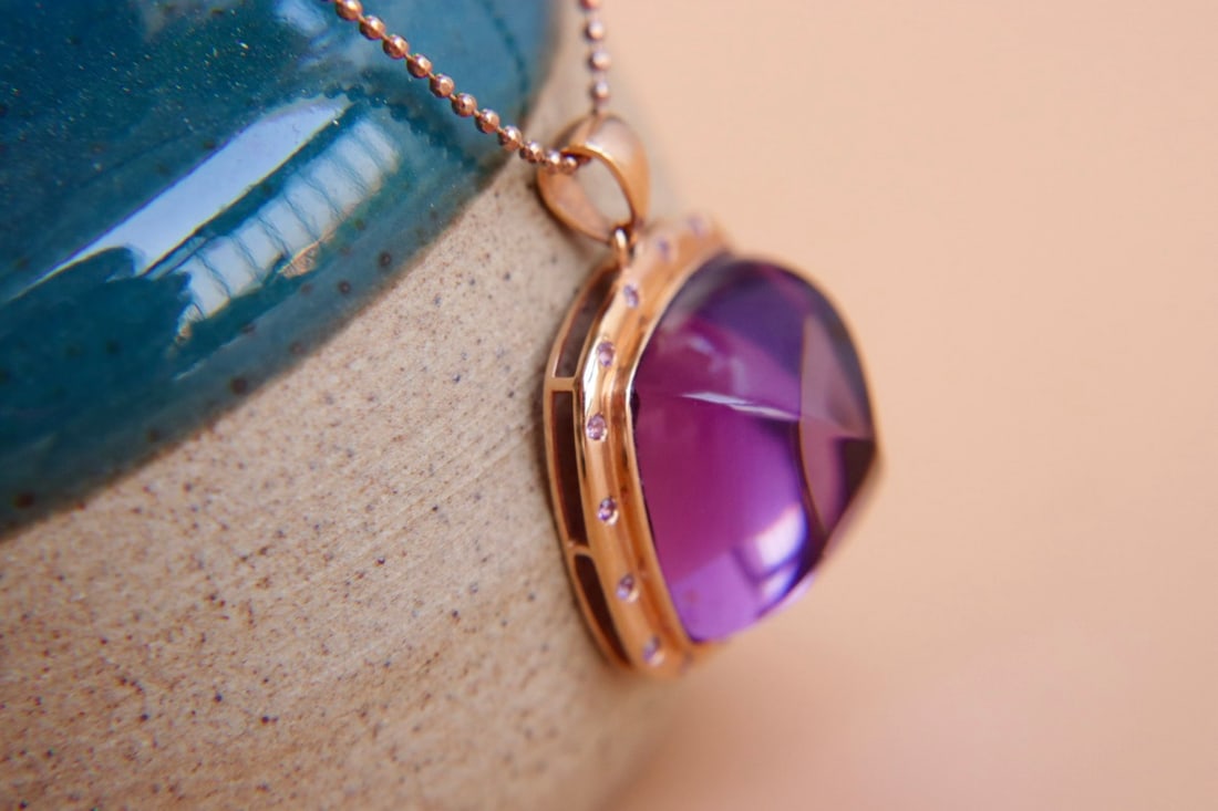 18K Gold Amethyst Pendant (chain not included) - 4