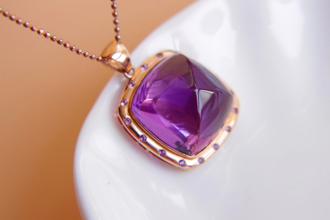 18K Gold Amethyst Pendant (chain not included) - 5