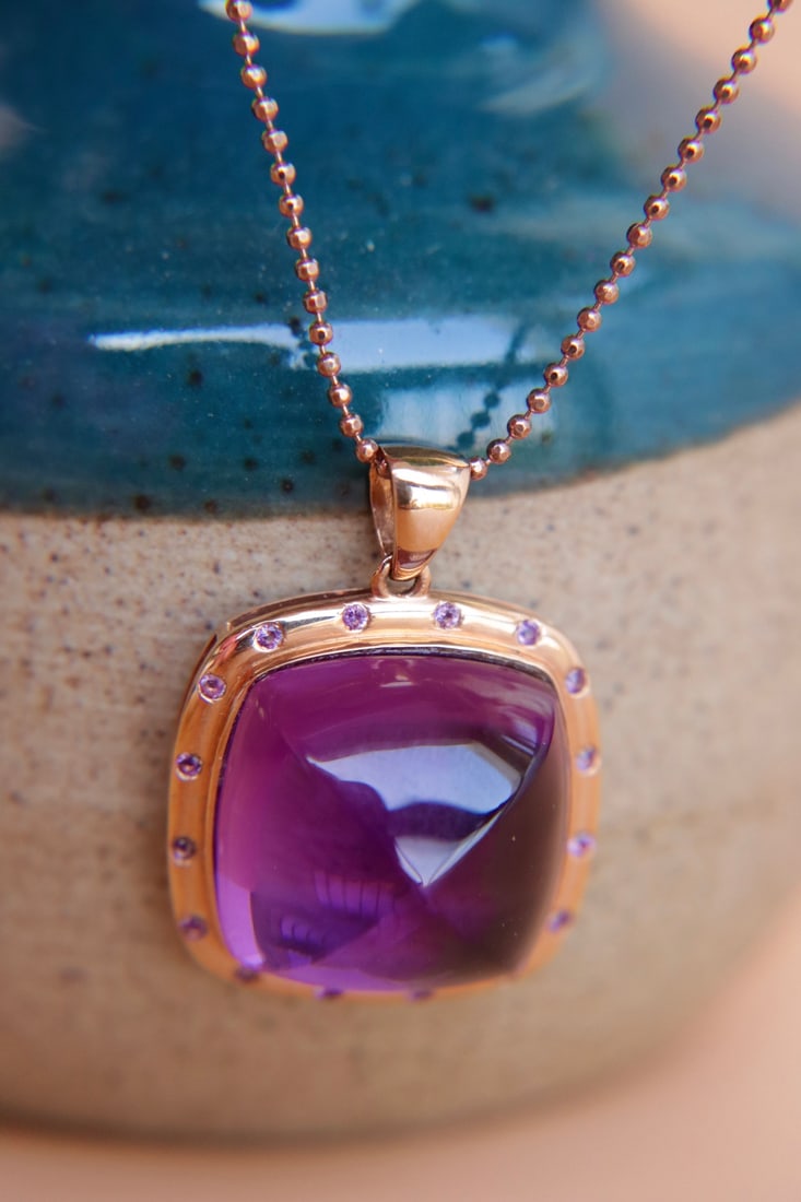 18K Gold Amethyst Pendant (chain not included) - 6
