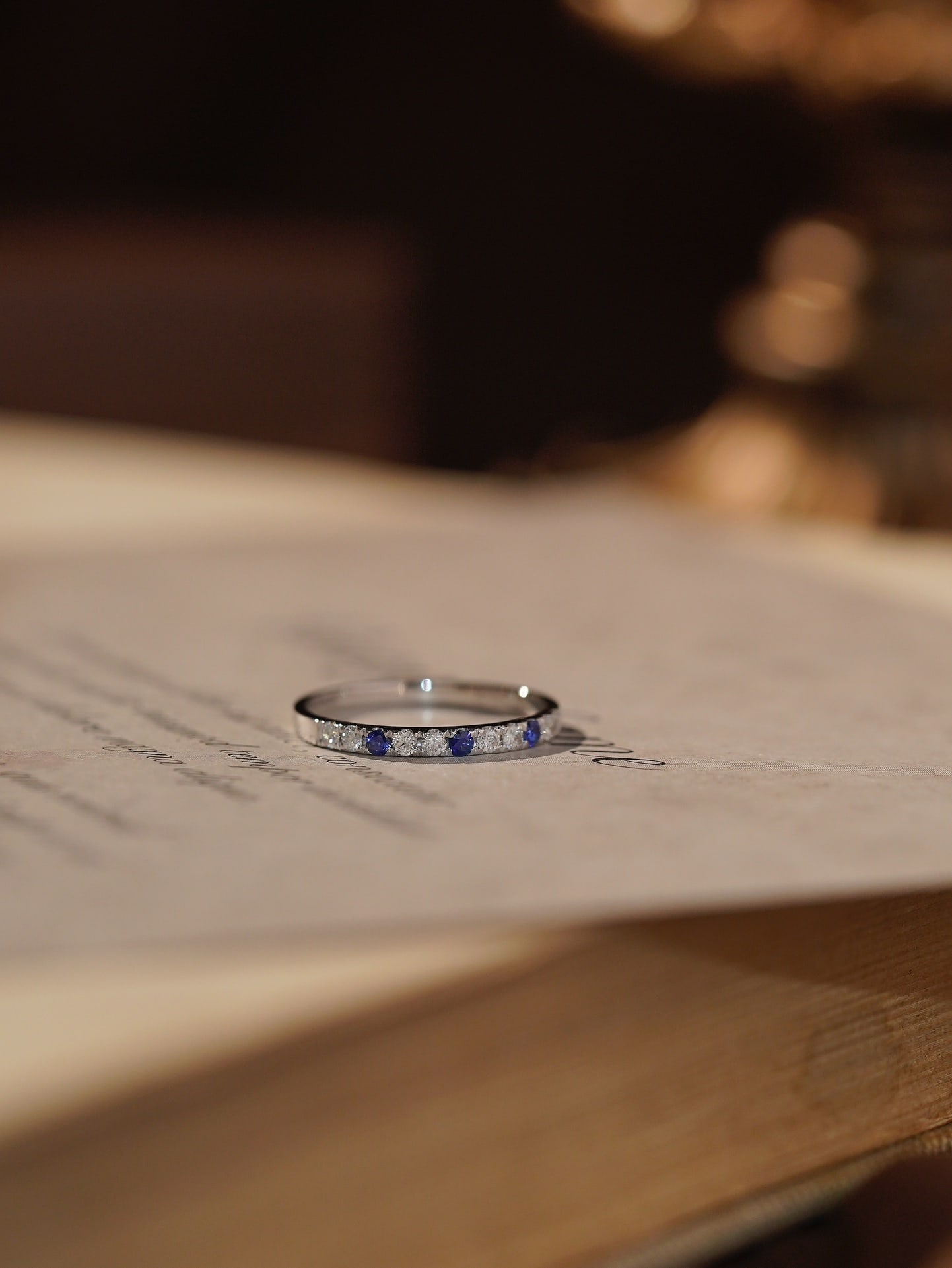 18K gold sapphire diamond ring - 6