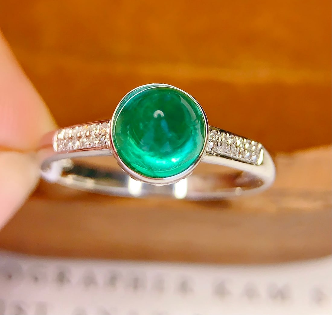 18K gold natural emerald ring - 3