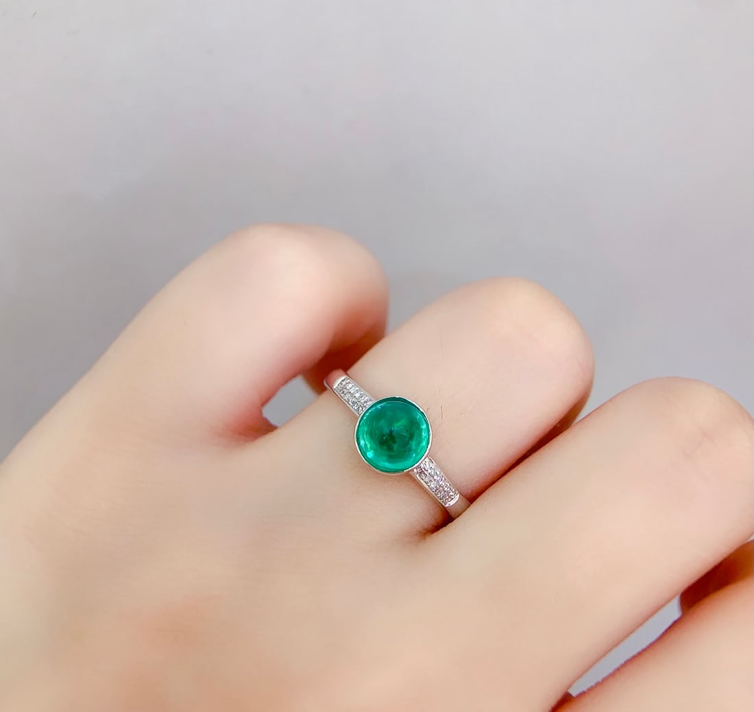 18K gold natural emerald ring - 6